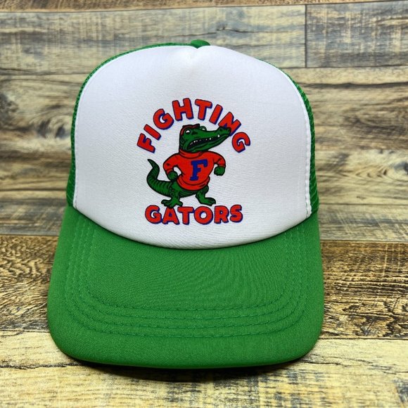 Florida Gators Mens Trucker Hat Green Snapback Vintage Logo Football Ball Cap - Picture 2 of 8